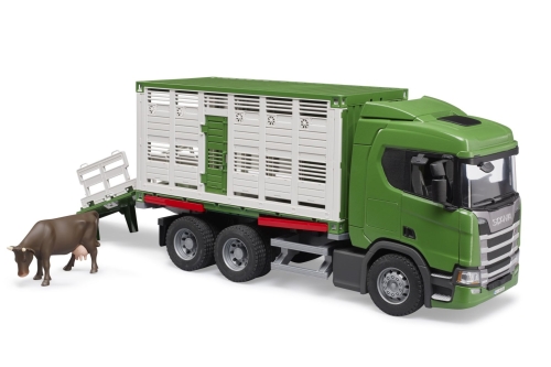 Bruder Scania Super 560R Camion per il trasporto di bestiame con animale