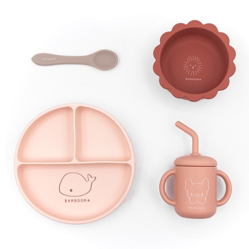 Bamboom Set da pranzo rosa 4 pezzi