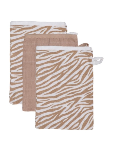 Blush &amp; Blossom - Guanti da bagno in mussola -3 confezioni Zebra