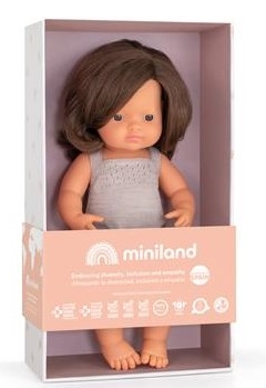 Miniland Baby doll capelli marroni 38 cm