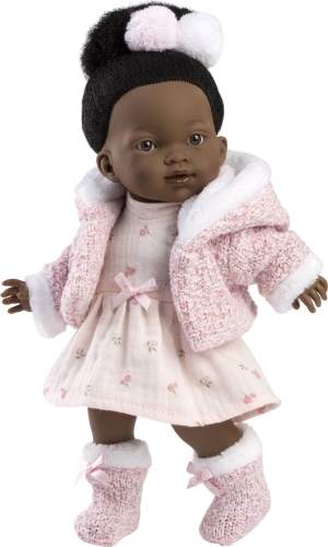 Bambola Llorens dal corpo morbido Zoë abito rosa 28 cm