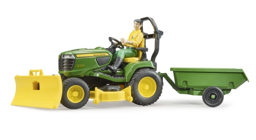 Bruder John Deere Trattorino rasaerba con rimorchio