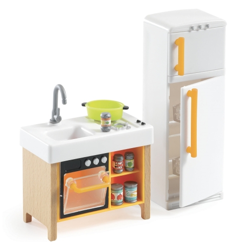 Djeco Set da cucina compatto per casa delle bambole