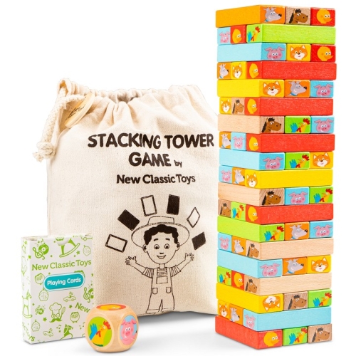 New Classic Toys torre di blocchi di legno
