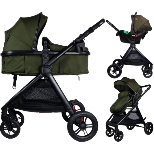 Ding passeggino 3 in 1 Liam nero/verde bosco