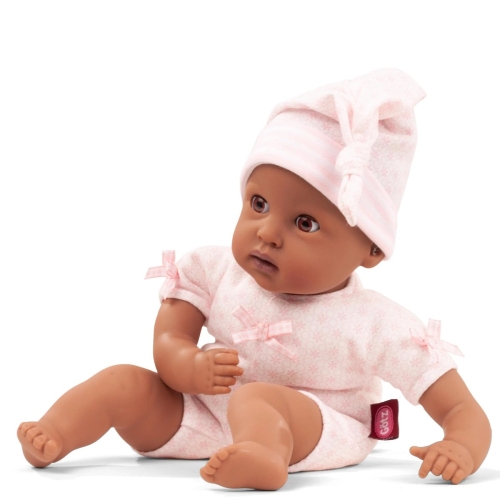Götz Muffin da vestire, "Afro", senza capelli, occhi assonnati, 33 cm