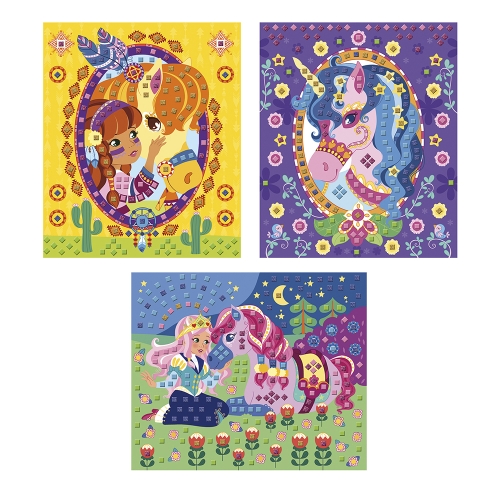 Janod Atelier Mosaico in schiuma adesiva cavalli e unicorni