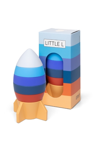 Torre impilabile Little L Rocket blu e arancione
