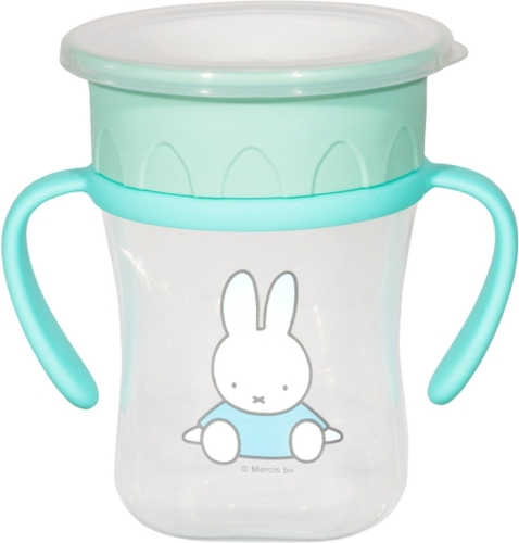 Tazza antigoccia Miffy 360 ° con manici 250ml menta