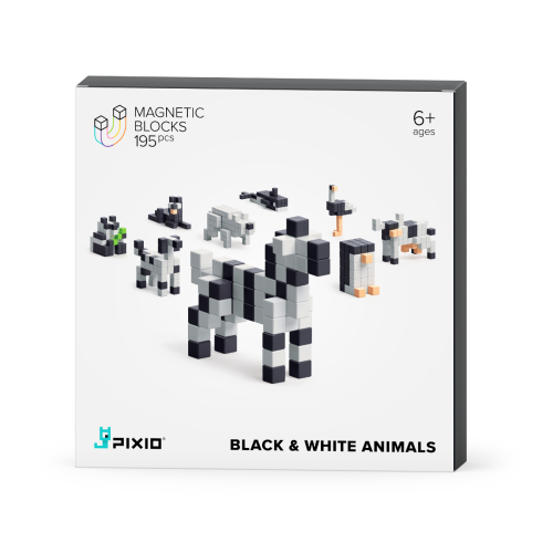 Giocattoli magnetici Pixio Animali in bianco e nero 195 pezzi
