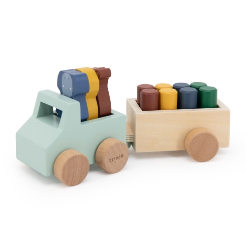 Trixie Automobile in legno con rimorchio