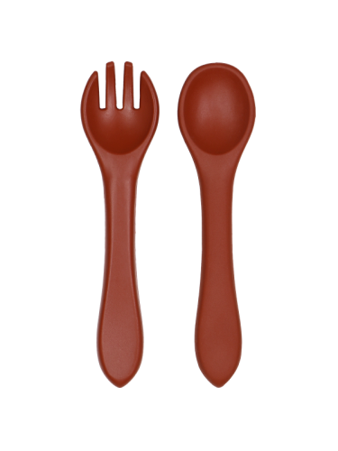 Tryco - Silicone - cucchiaio e forchetta - Ruggine scuro 