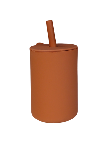 Tryco - Silicone - Tazza con cannuccia - Terra di Siena 