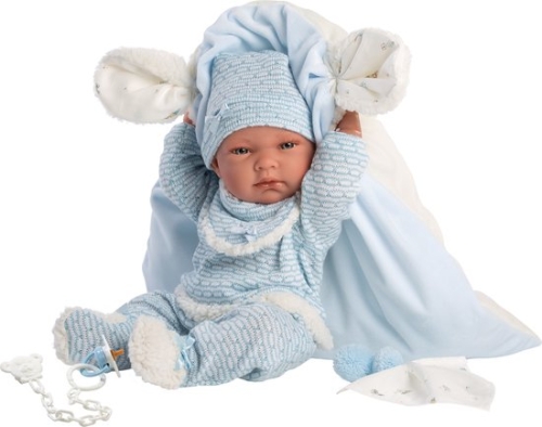 Llorens Baby Doll Nico Blu con cuscino e telo da gioco 40 cm